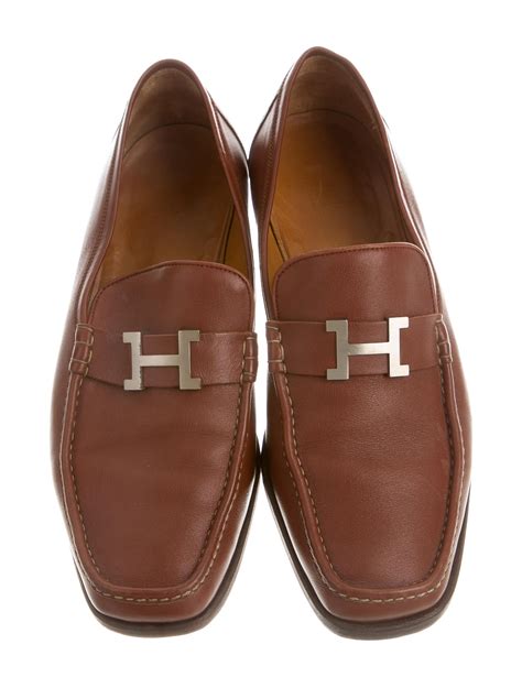 hermes mens leather loafers